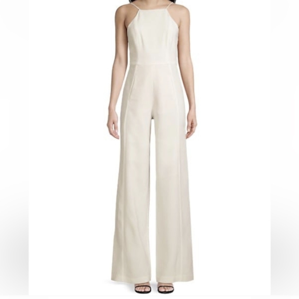 Black Halo High Neck Sleeveless Bridal White Jumpsuit Size 6